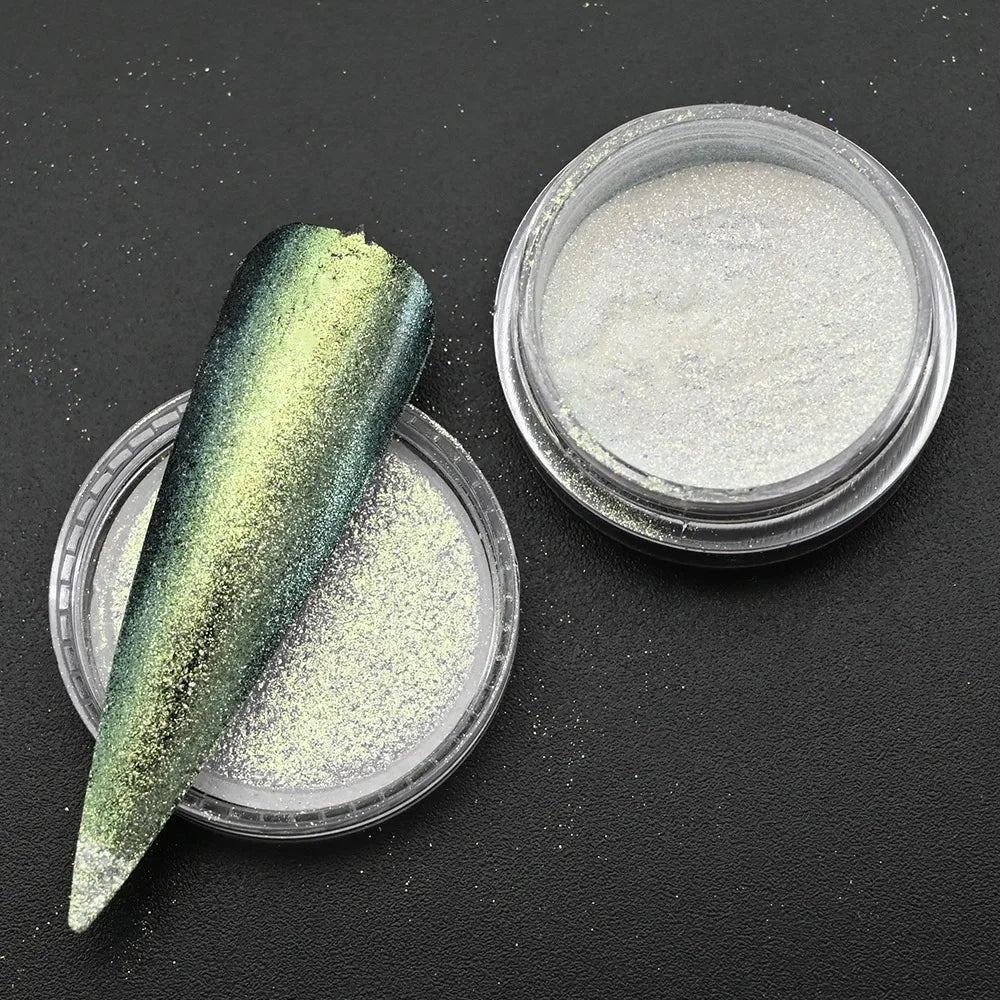 0.2g/jar Aurora Chrome Unicorn Nail Pigment Rainbow Mirror mermaid Nail Art Powder With 1-Sponge-Stick Unicorn Mirror Powder F-t