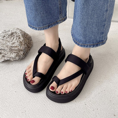 Aichashi New Casual Open-toe Women Sandals Non-slip Black Hook Loop Platform Sandals Shoe Female Summer Beach Shoes