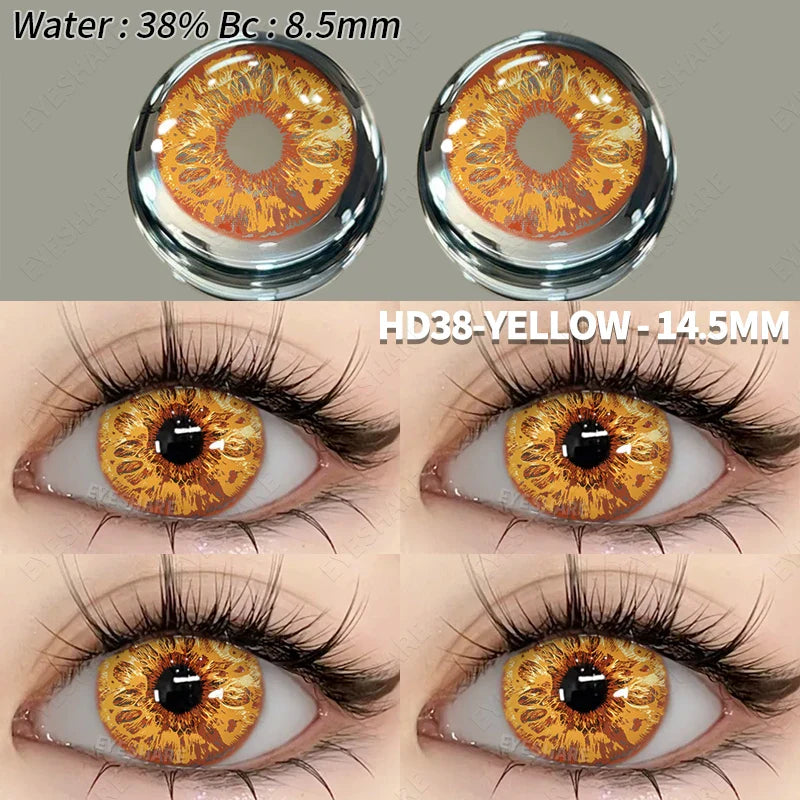 Aichashi Halloween Color Contact Lenses 1pair Cute Anime Cosplay Contact Lenses Blue Eyes Contact Lenses Yellow Colored Contacts