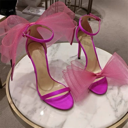 aichashi Big Butterfly-Knot Sandals Woman Summer High Heels Women Pumps Pointed Designer Shoes Mary Janes Sexy Stiletto Wedding Shoe