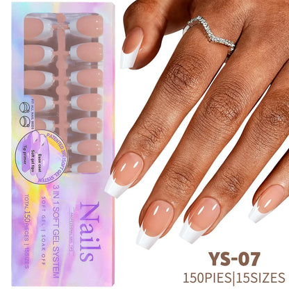 Aichashi 150pcs/boxed New False Nails Press On Nail Long Short Almond Nail Detachable French Style Wearing Manicure Fake Nail Patch