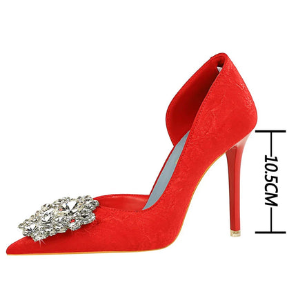 aichashi  -   Beautiful High Heels Rhinestone Women Pumps Luxury Banquet Shoes Fashion Wedding Shoes Lady Stilettos Heels Pointed Shoes