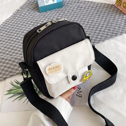 Aichashi BACK TO SCHOOL Mini Crossbody Bag for Women Fashion Small Female Canvas Shoulder Bags Korean Phone Purse Cute Students Purse Flap