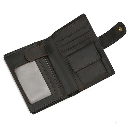 Aichashi Genuine Leather Slim Wallet Men Short Purse Zipper Coin Purse Travel Wallet Rfid Card Slots Purse Black Wallet For Male