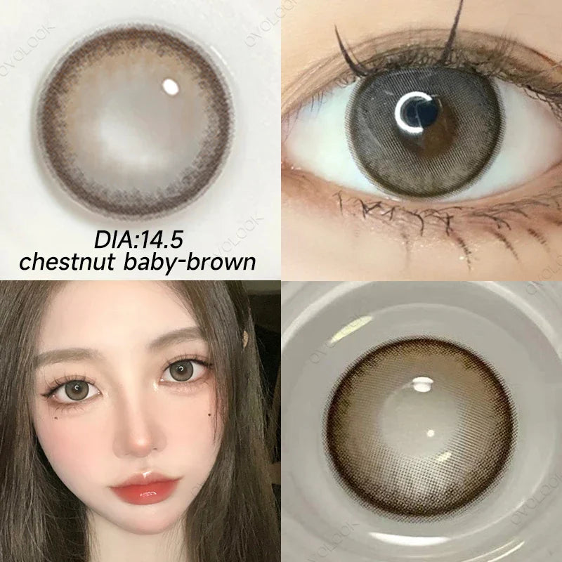 aichashi - 2PCS Beauty Brown Color Contact Lenses for Eyes Myopia Eye Color Lenses with Diopters Natural Pupils Mystical Blue Lens