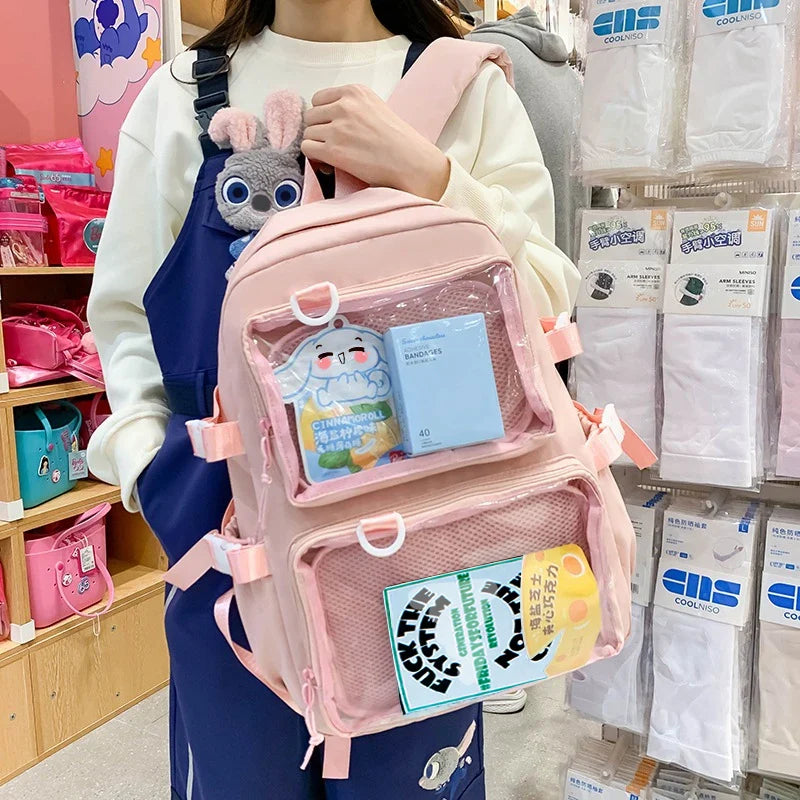 aichashi BACK TO SCHOOL Japanese Kawaii Itabag Women New  Transparent Backpack Women Large Capacity Ita Backpack School Bags For College Student JK