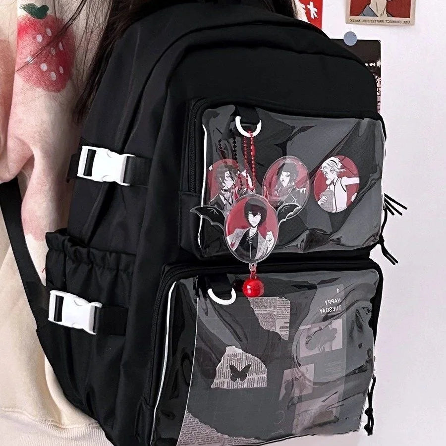 Aichashi BACK TO SCHOOL Kawaii Backpack Women Transparent Pocket Itabag Large-capacity Laptop Backpack School Bags For Girls High School JK Bag Mochilas