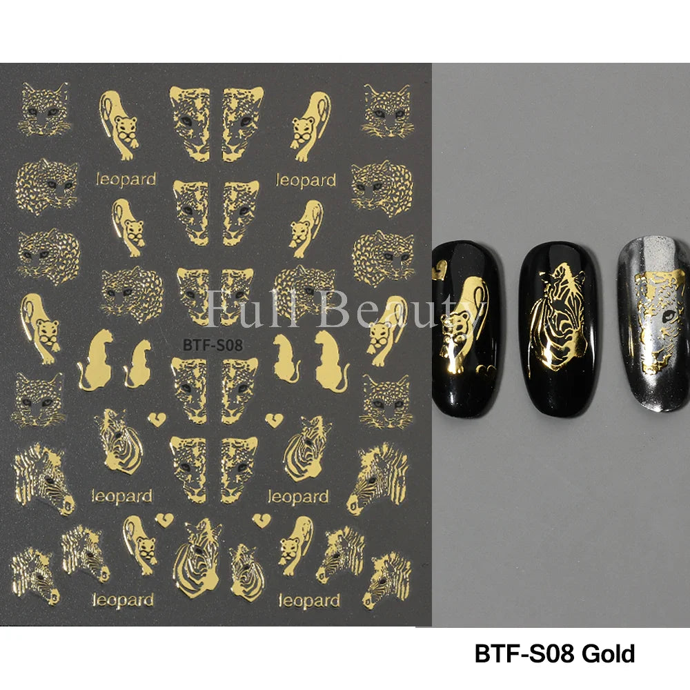 Aichashi 5D Embossed Nail Stickers Flowers Bird Geometric Lines Gold Frame Floral Nail Decals Cherry Blossom Y2K Manicure Decor