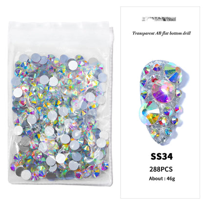 144/288 /1440pcs SS3-SS50 Crystal AB Clear Nail Rhinestones Non Hotfix Flat Back Stones DIY Strass Nail Art Decor Accessories