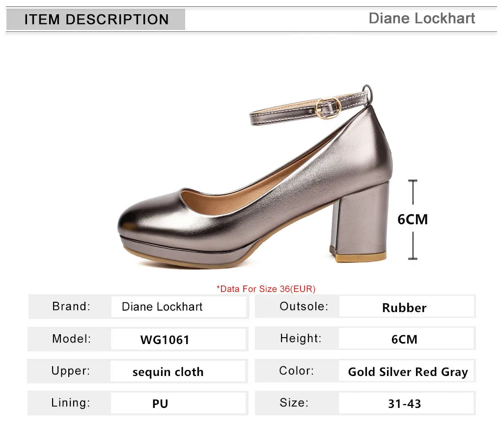 aichashi  -  Women Pumps Shiny High Heels Wedding Party Sexy Platform Slip On Shoes Round Toe Thick Heels Lolita Silver Gold Shoes for Spring