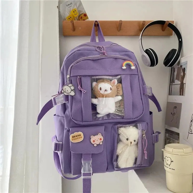 Aichashi BACK TO SCHOOL Large Capacity High School Student Backpack Ins Japanese Style Junior High School Student Schoolbag Female Korean Style Chic