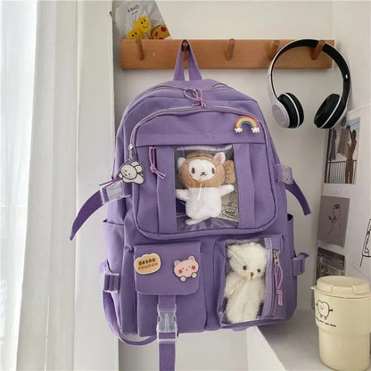 Aichashi BACK TO SCHOOL Large Capacity High School Student Backpack Ins Japanese Style Junior High School Student Schoolbag Female Korean Style Chic