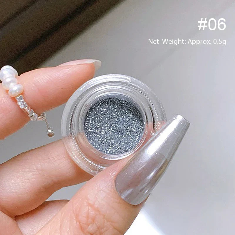 Aurora Pearl White Nails Glitter Dust Chrome Moonlight White Rubbing on Powder Shell Mirror Pigment Nail Art Supplies Decoration