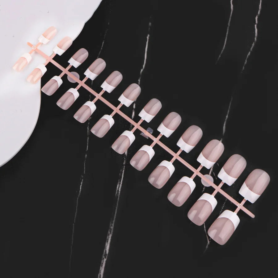 24Pcs/bag French False Nails Frosted Press on Fake Nail Tips Full Cover Artificial Fingernails Ballet Detachable