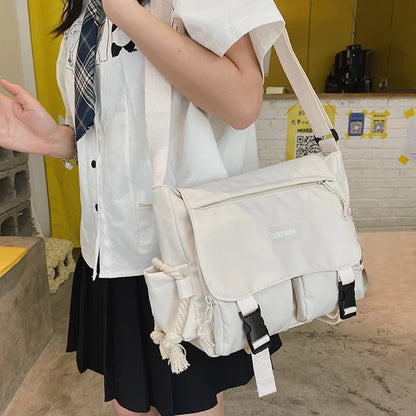 Aichashi BACK TO SCHOOL Korean Fashion Casual Big Bag Student School Bags for Teenage Girls Messenger Bag Shoulder Bag Crossbody Bags Women