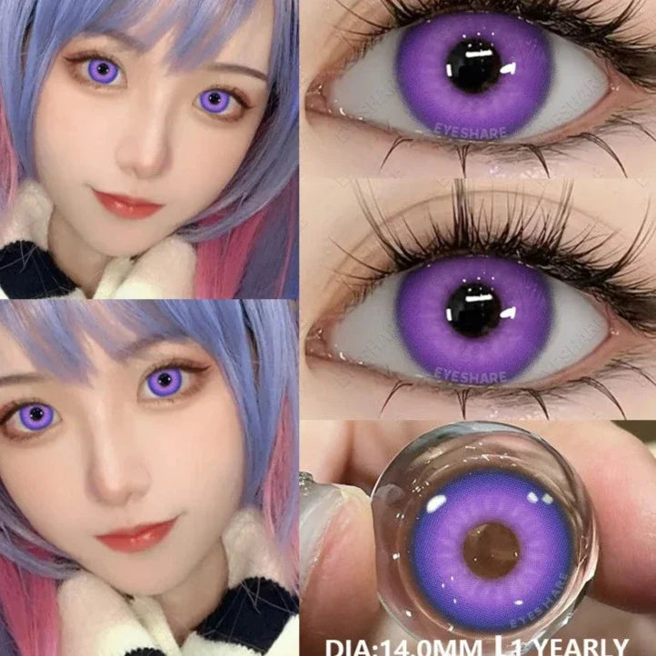 Aichashi 1 Pair Fashion Pink Cosplay Anime Lenses Color Contact Lenses for Eyes Cosmetics Purple Lenses Yearly Eye Contact Lens