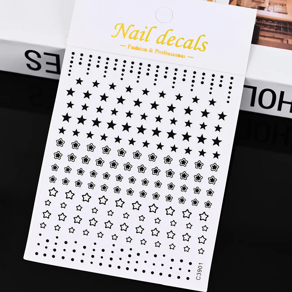 3D Gold Sun/Moon/Star Bronzing Nail Art Sticker 8*10cm Laser Star Moon Design Nail Decal Gold Silver Self-Adhesive Slider