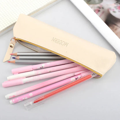 Aichashi BACK TO SCHOOL Pencil Case Black Trousse Pencil Pouch Estuches Korean Stationery PU Leather Bag Astuccio Pen Case Estojo Escolar Pencilcase