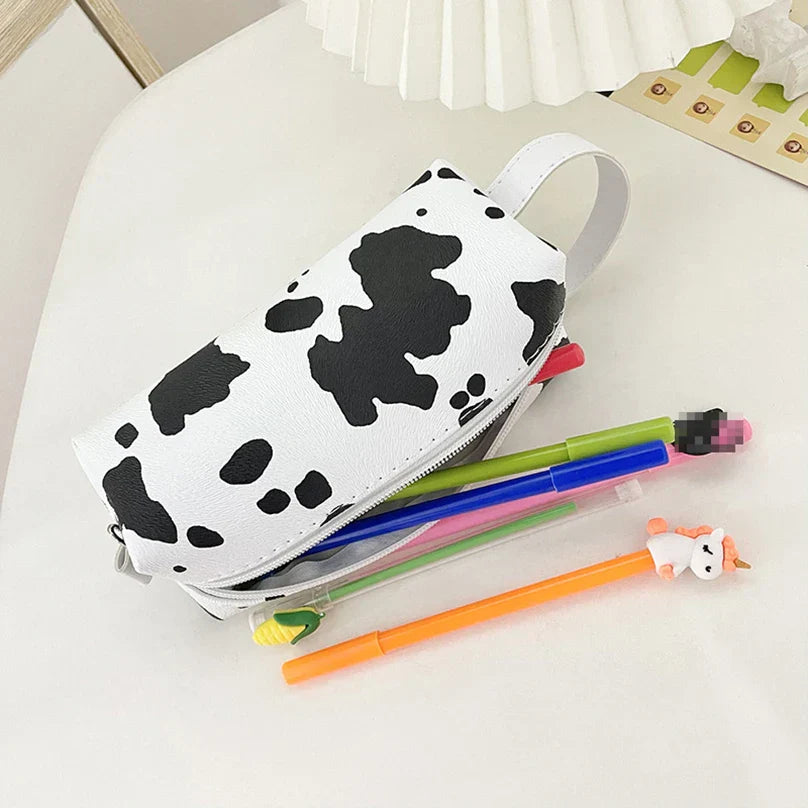 Aichashi Cow Pattern Pencil Case Kawaii Stationery Pencilcase Large Capacity Pen Case Trousse Scolaire School Supplies Pencil Pouch