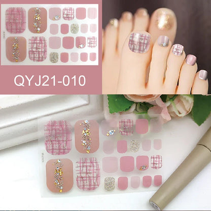 Aichashi 22 Tips Toe Nail Wraps Full Cover Nails Sticker Art Decorations Manicure Nail Vinyls Adhesive Nails Deco For Women Girls DIY