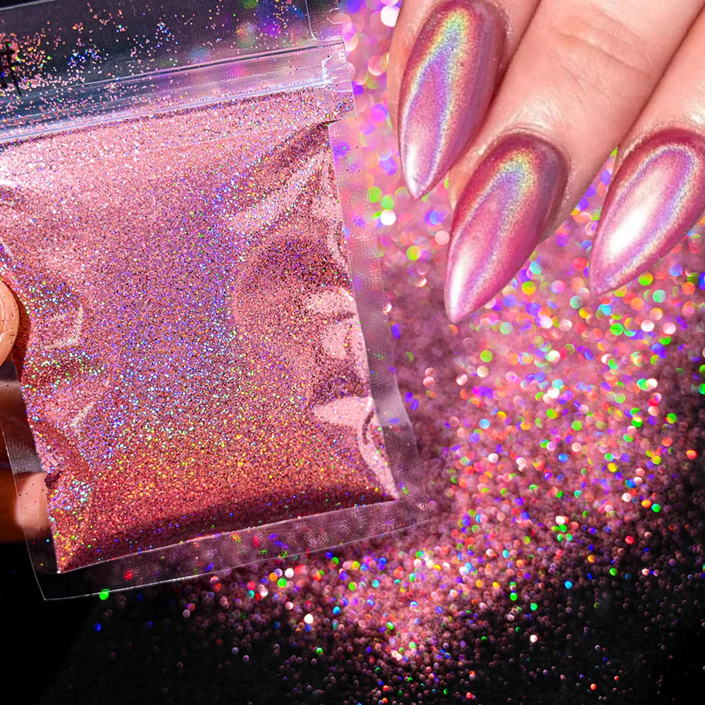 1Box Unicorn Holographic Nail Powder Silver Glitter Metallic Rub Dust Mirror Pigment Extra Fine Shiny Chrome For DIY Manicure*Y*