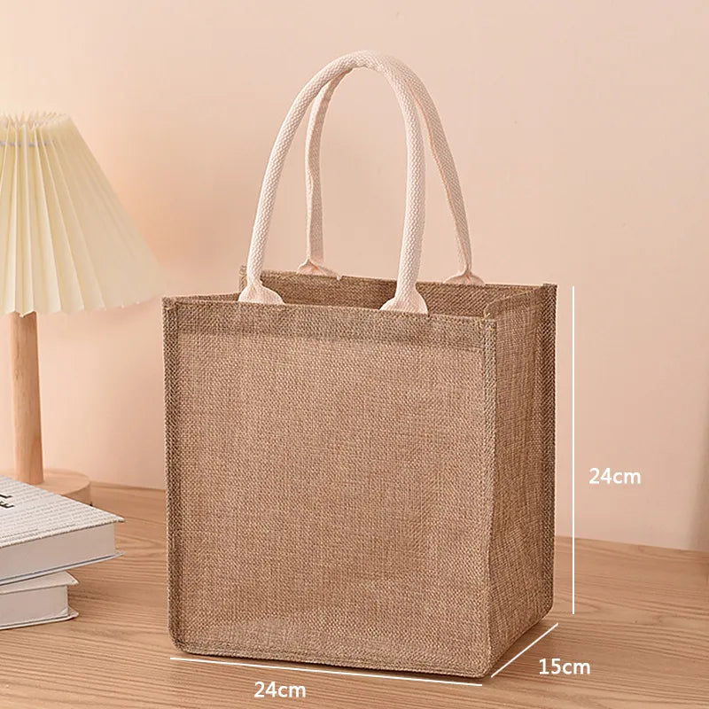 Aichashi Linen bag Hand-painted cotton sacks Jute portable imitation sacks Linen bags Shopping bags Laminated bags