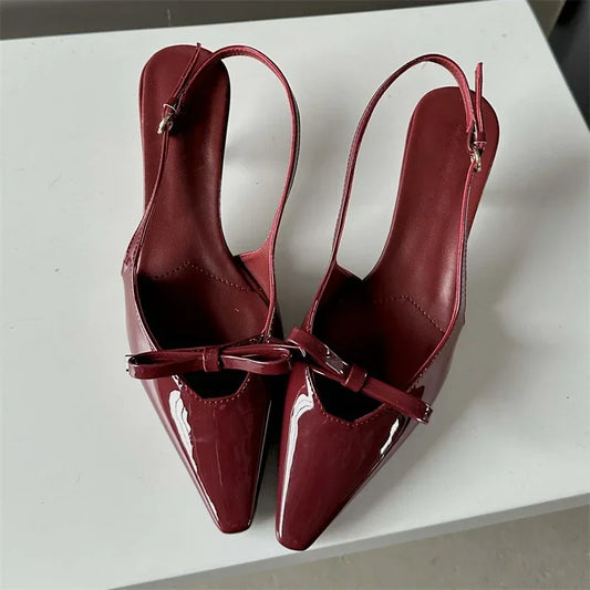 aichashi  -  Luxury Design Pointed Toe Pumps Sandals Woman Elegant Slingbacks Buckle Strap Thin Heels Female Wedding Party Mules Shoes