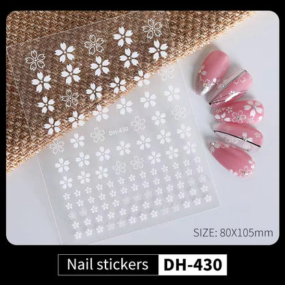 Aichashi 3D Laser Sakura Flower Nail Sticker Aurora Decals Glitter Star Butterfly Floral Adhesive Sliders Cherry Blooming Manicure