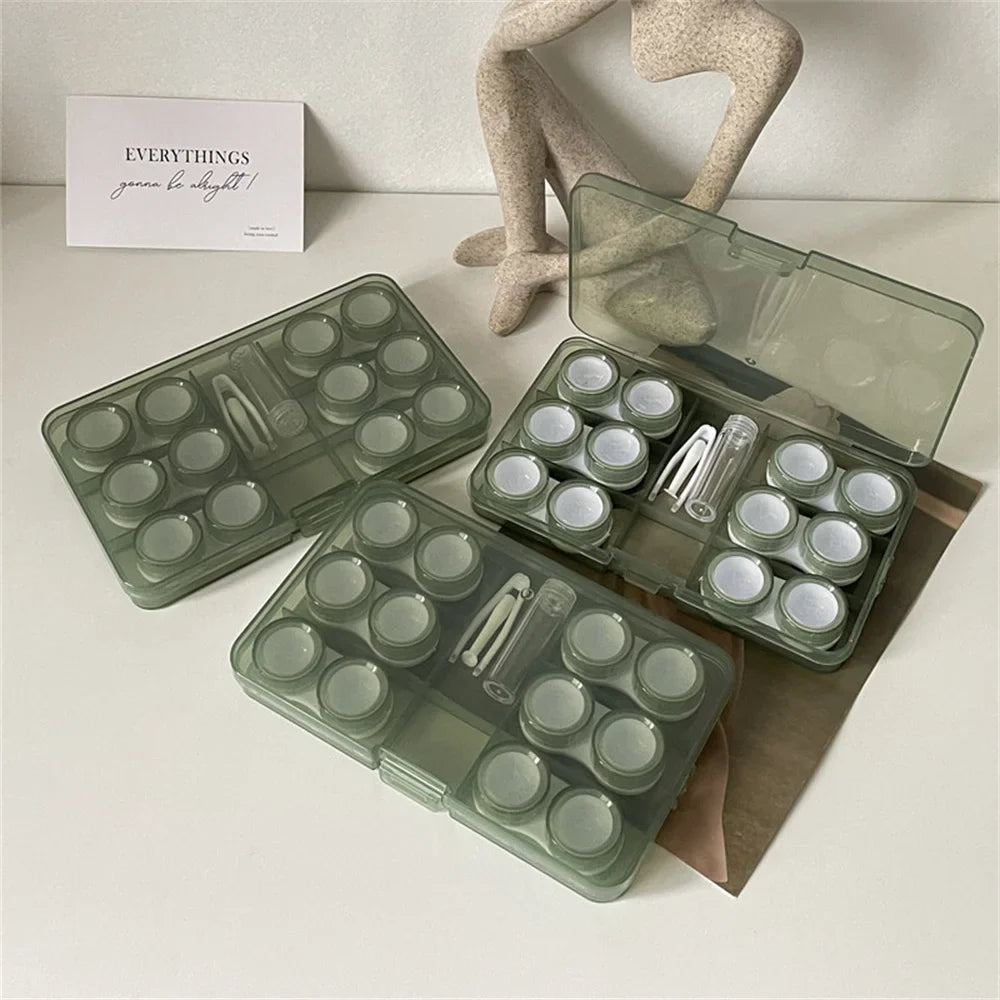 Aichashi 6 Pair Contact Lens Case Contact Lens Storage Box Portable Travel Contact Lenses Case Soak Container Lenses Box for Beauty Pupil