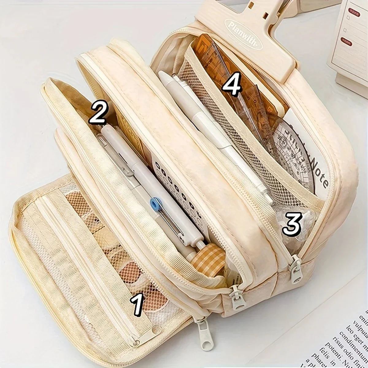 Aichashi BACK TO SCHOOL Large Capacity 3 Layers Pen Box Kawaii Pencil Cases Cute Pen Holder Pouch for Students Back to School Stationery Supplies