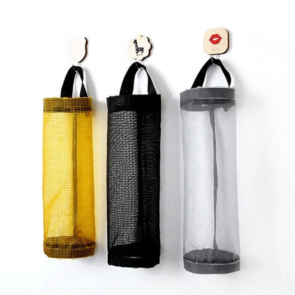 Aichashi Home Grocery Bag Holder Wall Mount Plastic Bag Holder Dispenser Hanging Storage Trash Garbage Bag Kitchen Garbage Organizer