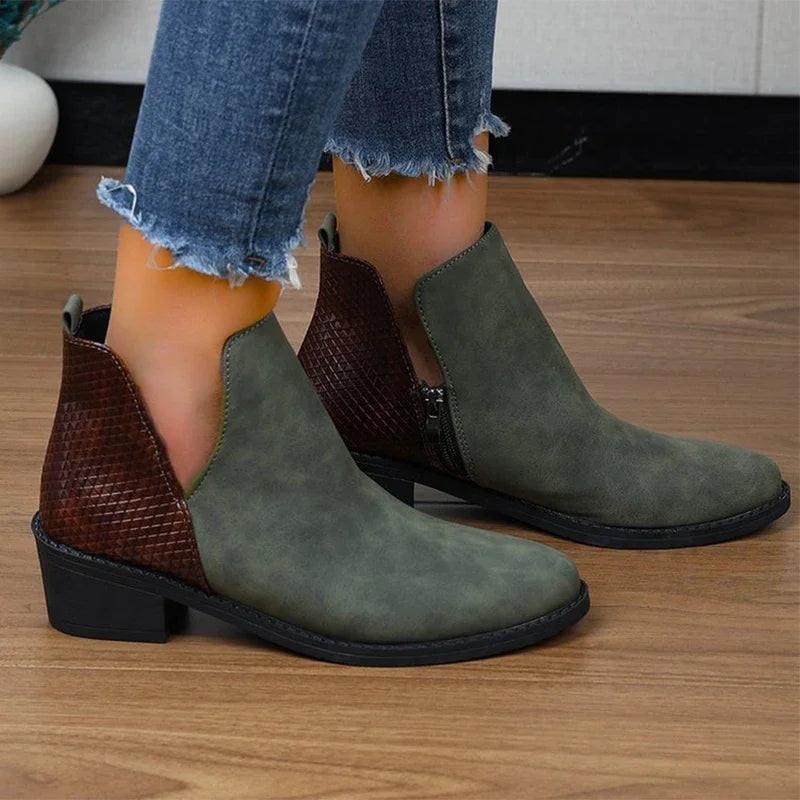 Aichashi Chunky Women Ankle Chelsea Boots Casual Mid Heels Print Random Walking Shoes New Brand Pumps Dress Femme Zapatos