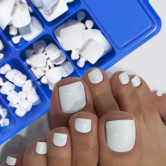 Aichashi 100pcs Fake Toenail Natural White Press On Toe Foot Full Cover Square Nails Art Tips Artificial Acrylic False Nail Manicure Tool