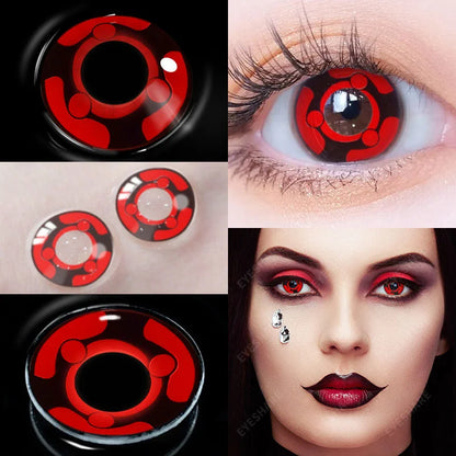 Aichashi 1Pair Halloween Colorful Contact Lenses for Eyes Multicolored Lenses Anime Cosplay Eye Lenses White Black Red Lenses