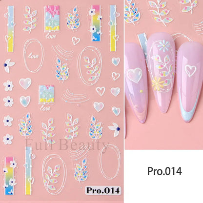 Aichashi 1Pcs Sakura Stickers For Nails 5D Embossed Spring Cherry Blossom Tulip Peony Flowers Petals Sliders Manicure Decoration