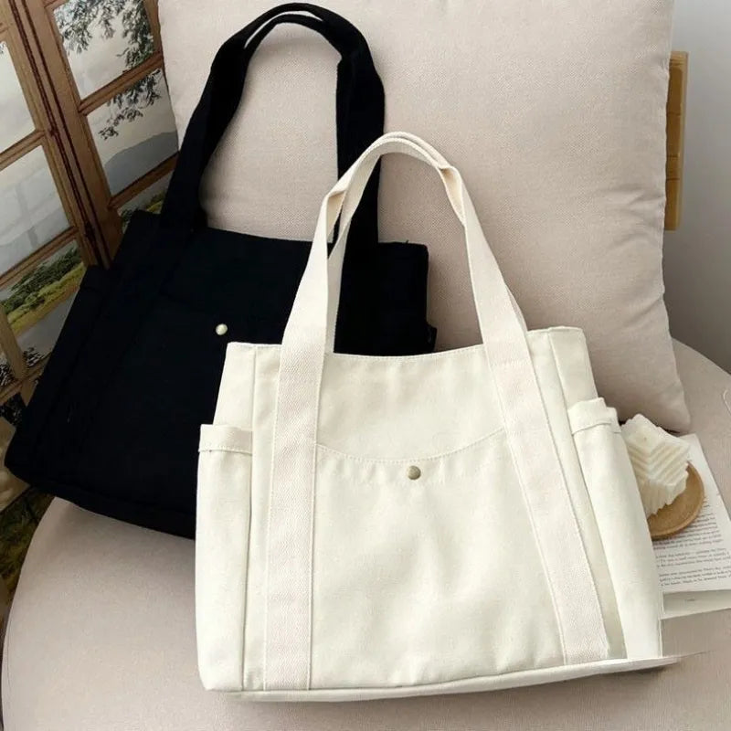 Aichashi Large Capacity Canvas Tote Bags for Work Commuting Carrying Bag College Style Student Outfit Book Shoulder Bag