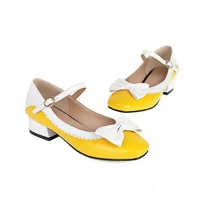 aichashi  -  Plus Size 46 47 48 Spring Lolita Sweet Bow Tie Mary Janes Shoes Girls School Student Casual Pumps Woman Low Heels Zapatos Mujer