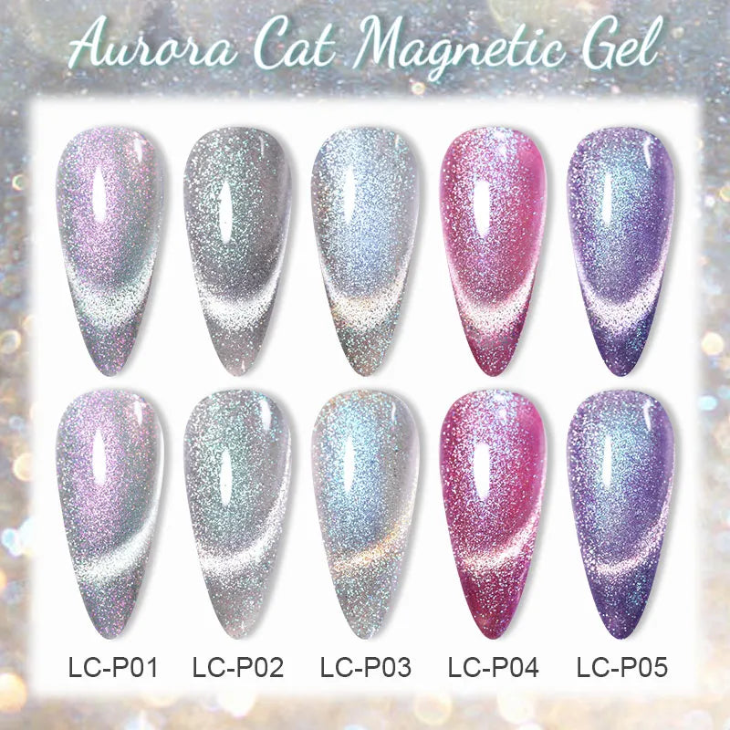 Aichashi 7ML Aurora Cat Magnetic Gel Nail Polish Nail Art Sparkle Glitter Gel Varnis Semi Permanent Soak Off  UV Gel Varnishes