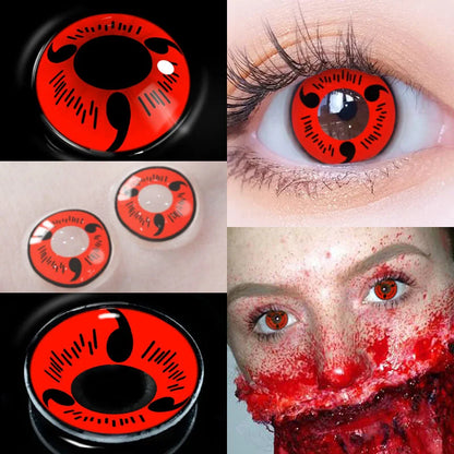 Aichashi 1Pair Halloween Colorful Contact Lenses for Eyes Multicolored Lenses Anime Cosplay Eye Lenses White Black Red Lenses