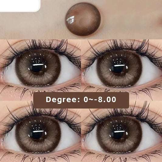 Aichashi 2PCS Brown Lenses Natural Contact Lenses for Eyes Super Beauty Eye Color Lenses Myopia Lenses With Diopters Prescription