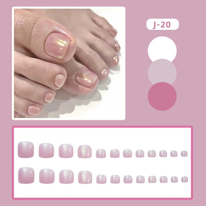 Aichashi 24pcs Solid Color Toenails French Minimalist Style Toenails Full Coverage Waterproof Removable Artificial Press on Nails False