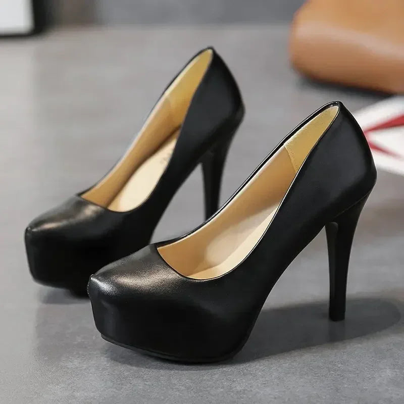 Aichashi High Heels Women Stiletto Princess Waterproof Platform Nightclub Super Pumps Single Work Shoes Black Woman's Wedding Shoes