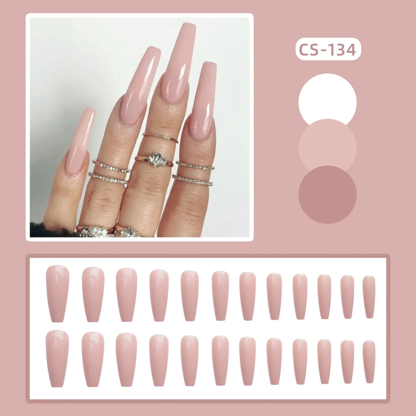 24PC/Box Fashion False Nails Artificial Milky White Pink Gradients Long Ballet Nail Tips Full Cover Acrylic Fake Nails With Glue