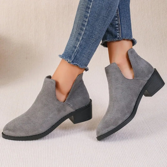 Aichashi 2024 Fall Pointed Women's Shoes Suede Spliced Women's Boots Simple Square with Chelsea Boots Shoes for Women  Platform Boots