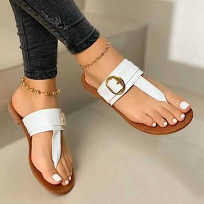 Aichashi New Summer Sandals Women Fashion Casual Beach Outdoor Flip Flop Sandals Metal Decoration Ladies Flat Shoes Big Size 35-43