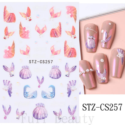 Aichashi Heart Nail Sticker 3D Comic Cartoon Colorful Heart Star Sliders Cute Nail Design Korean Style Translucent Gel Polish Wraps Decal