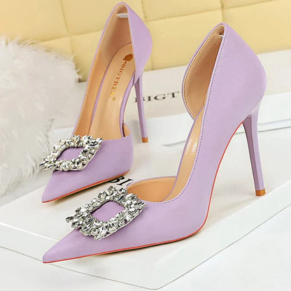 aichashi  - Luxury Heels 10.5 Cm Women Pumps Rhinestone Design High Heels Fashion Wedding Shoes Stilettos Sexy Party Shoes 10 Colour Pumps