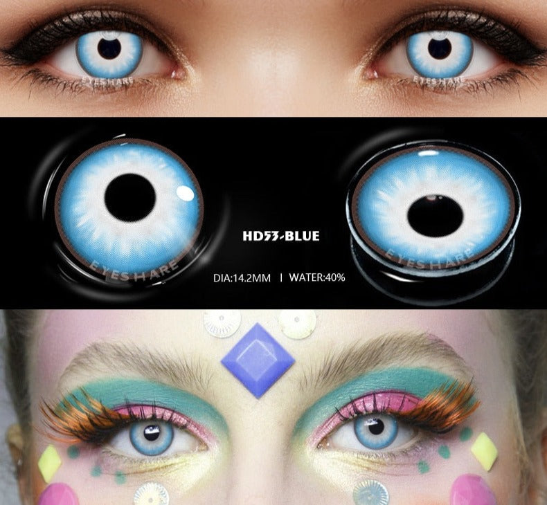 1pair Halloween Cosplay Color Contacts Lenses For Eyes Blue Black Colored Lens Anime Yearly Beauty Makeup Contacts Lens