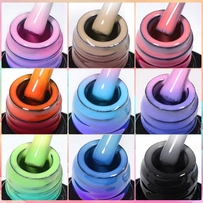 12PCS/Set 7ml Thermal Gel Nail Polish 3 Colors Changing Soak Off UV Gel Semi Permanant For Manicure Nail Art Kits