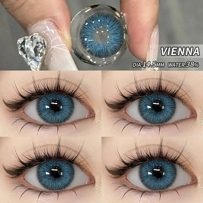 Aichashi NEW Style Eyes Contacts Lenses Colored Contact Lens for Eye 1pair Blue Contact Lens Yearly Beauty Makeup Red Eye Lenses